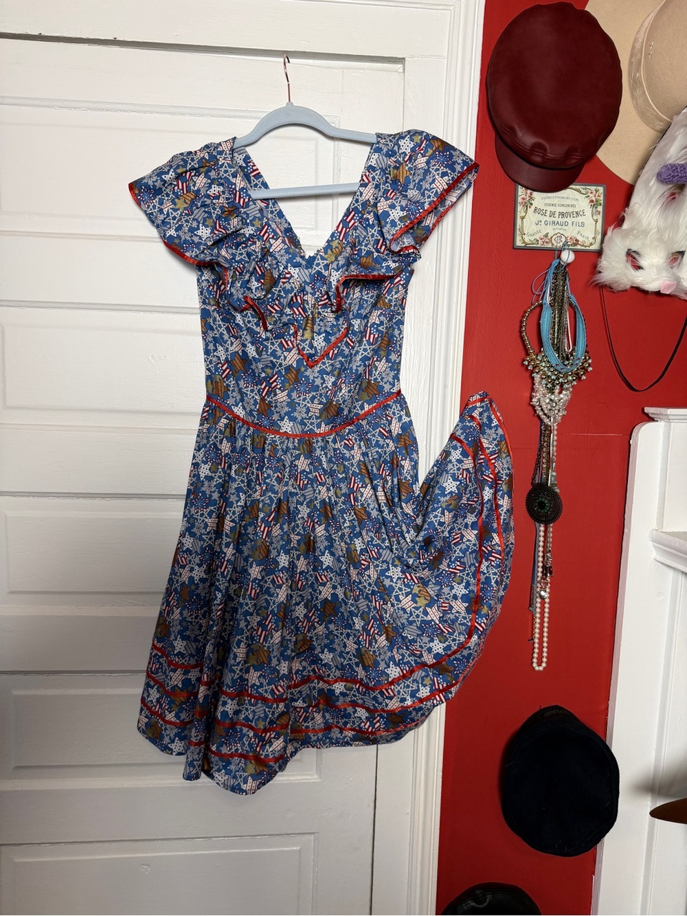 1970s square dancing handmade midi dress